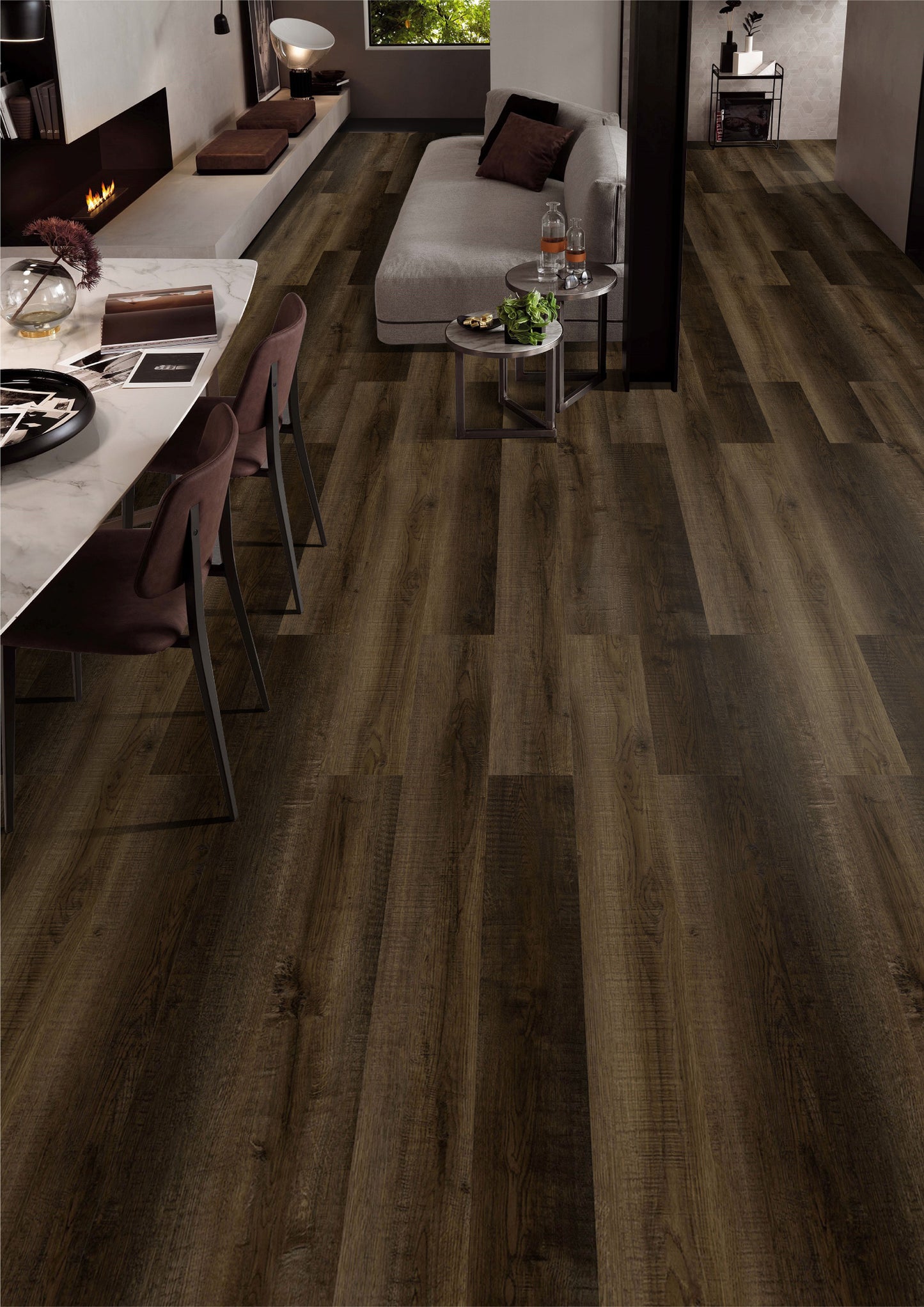 Burnt Hickory Waterproof Rigid Core Vinyl Plank